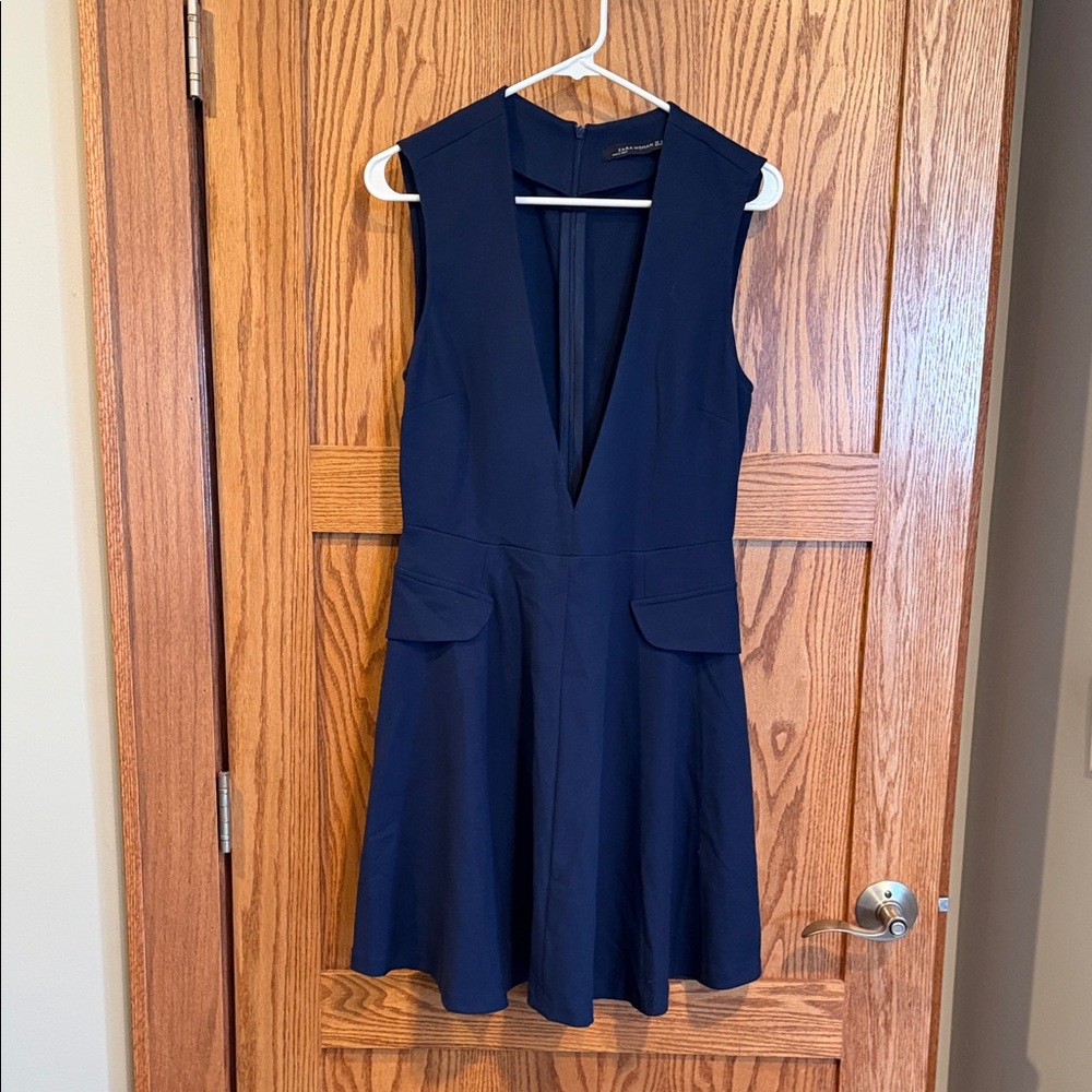 Zara Navy Blue Sleeveless Dress Size Medium NWOT